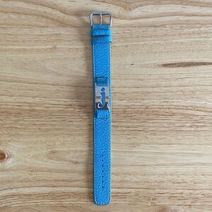 Fossil Leather wrap-style bracelet with custom initial “J” (Discontinued)